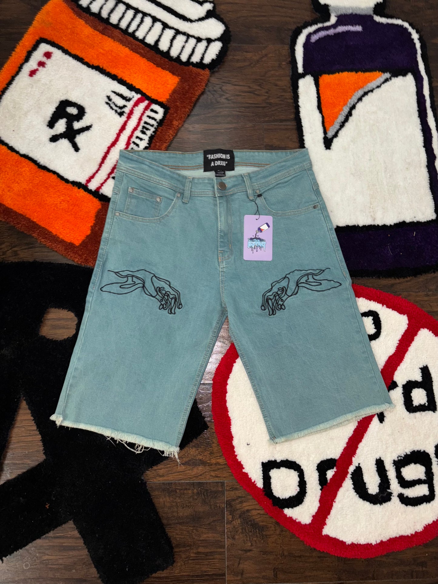 "Hands" Denim Jorts