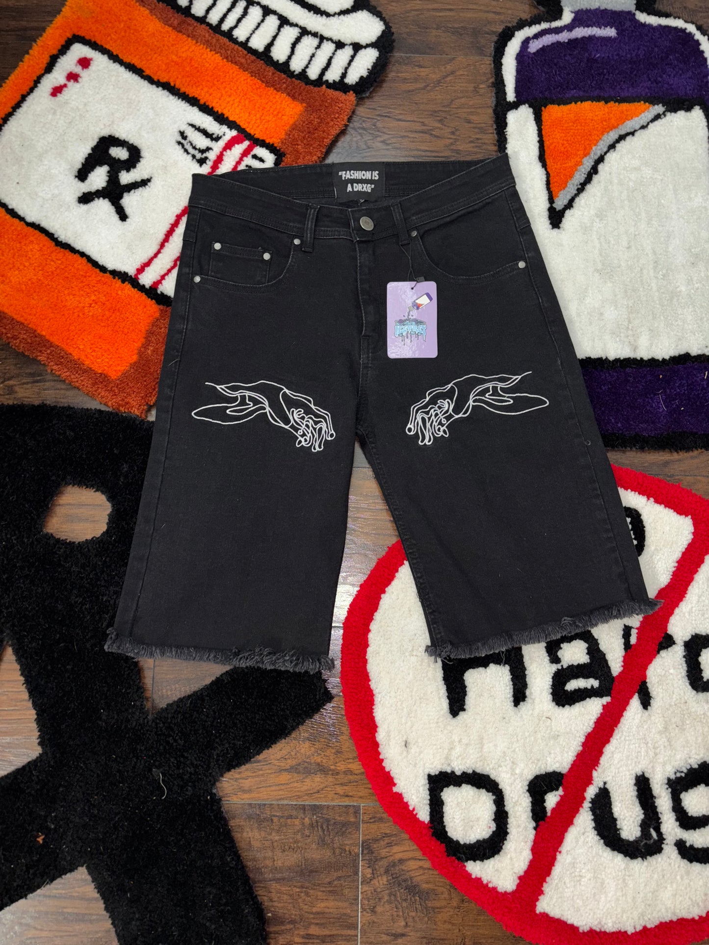 "Hands" Denim Jorts