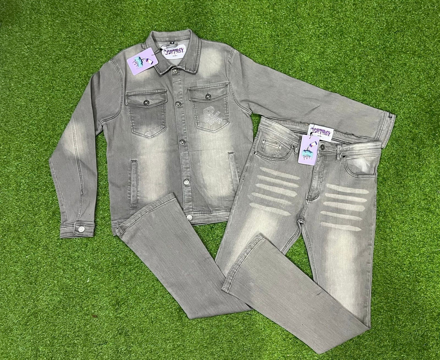 RX RHINESTONE DENIM JEAN SET