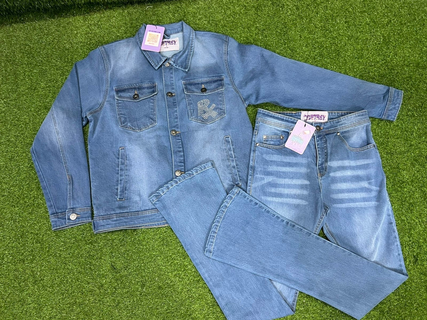 RX RHINESTONE DENIM JEAN SET